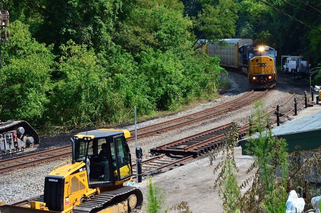 First test train rounds the bend to Ellicott City