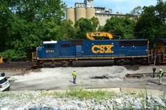 Watching carefully as CSX SD-60 8741 passes