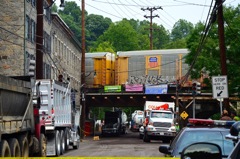 First test train crossing the bridge in Ellicott
                  City